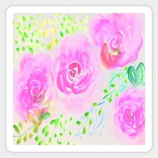 Watercolor Pink Flowers Sticker